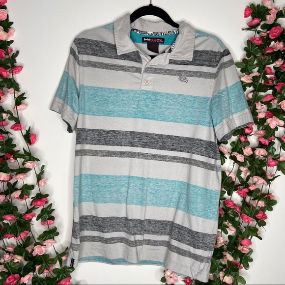 Tony Hawk Other - Tony Hawk Gray Blue Polo Shirt Mens M Skater Skateboard Casual Lounge Streetwear